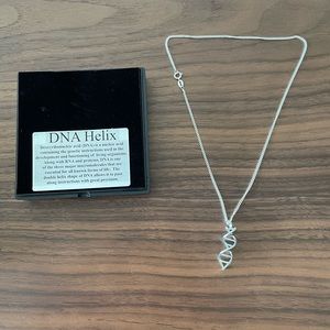Silver DNA helix necklace